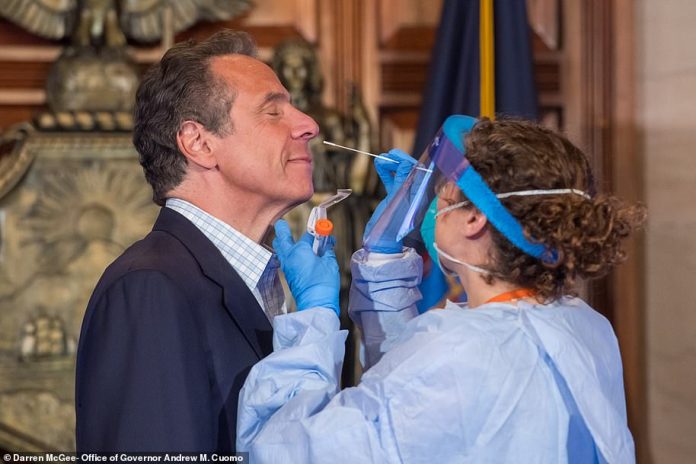 Cuomo is accused of sexually harassing the medic while she administered him a COVID-19 test in front of cameras